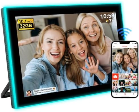 32GB FRAMEO 10.1 Inch WiFi Digital Photo Frame, 1280x800 HD IPS LCD Touch Screen, Auto-Rotate, 32GB Storage, Support USB Drive/SD Card Extend Storage, Share Moments via Frameo App by Akimart