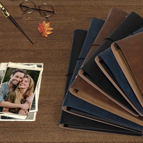 Vienrose Leather Scrapbook Photo Album with 60 Pages Kraft Paper for 4x6 Photos, Vintage binder 3 ring DIY Memory Book for Valentines Anniversary Christmas Birthday Travel Brown - Image 6