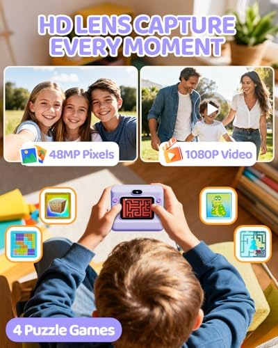 CalineGam Kids Instant Print Camera, 1080P HD Dual Lens with 32GB Card | 2.4" Screen Kids Camera with 3 Paper Rolls, 16X Zoom, Christmas Birthday Gifts for Girls and Boys Age 3-12 - Image 5
