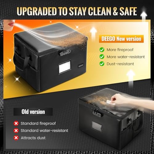 DEEGO Fireproof Document Box, Water-Resistant File Organizer Box with Lock - Image 4