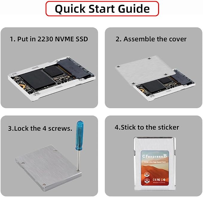 Xiwai CFexpress Card Reader Type-B to NVME 2230 Memory Card Kit Case CFE CFB NGFF M-Key Adapter Alloy Shell for Camera 8K RAW PCIe Expansion - Image 4