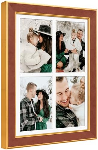 Suede 11x15 Picture Frame Display 4 Opening 5x7 Picture Frames Collage Wall Decor with Mat,Multi Photo Frame for Plexiglass,Wall Decor,1Pack,Brown by AnoziebyProductsunder