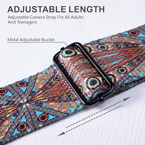 Padwa Lifestyle Extra Long Adjustable Camera Strap for Photographers - 2" Wide Full Grain Cowhide Leather Ends Camera Straps with Quick Release for All Cameras,Binoculars(Bohemia Print) - Image 4