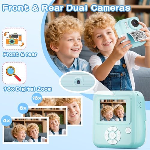 Kids Camera Instant Print, 1080P Kids Digital Camera that Print in 5 Colors - Image 3