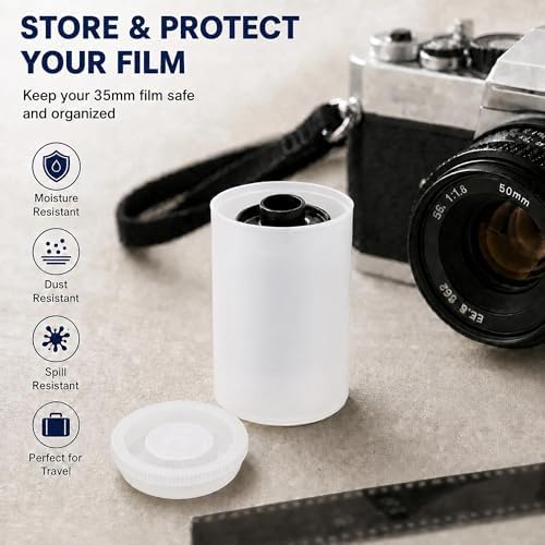 Yudylg 100 PCS Plastic Film Canister Holder with Film Canisters with Caps, 35mm Film Canister Set, Film Canisters for Rockets, Film Storage, White - Image 2