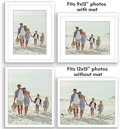 Americanflat 12x15 Picture Frame 5-Pack - Matted to 9x12 - White - Image 4