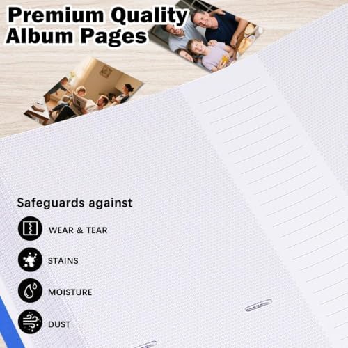 600 Pocket 4x6 Photo Album with Writing Space, Linen Cover, Blue - Image 6