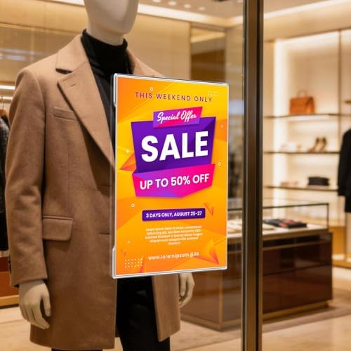 15 Pack 8.5x11 Acrylic Sign Holder Wall Mount, Clear Plastic Wall Signs Display for Flyers, Acrylic Frame Photo Menu Stands with Adhesive Tape for Restaurants, Office and Business Store - No Drilling - Image 4