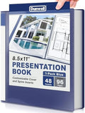 Dunwell Presentation Binder 48-Pocket, Displays 96 Pages, 8.5x11 Portfolio Binder with Plastic Sleeves, Storage and Organizer for Documents, Photos, Kids Artwork, Projects, Recipes (Blue) by Dunwell