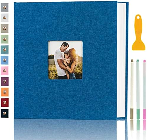 Photo Album Self Adhesive Pages Scrapbook, 13.2x12.8 Blue 120 Pages by Aenbuslm