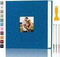 Photo Album Self Adhesive Pages Scrapbook, 13.2x12.8 Blue 120 Pages by Aenbuslm