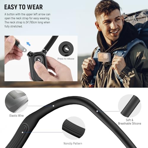 NEEWER Magnetic Neck Mount with Pocket 3 Cage, Flexible Quick Release Action Camera Neck Holder Compatible with Hero 13 12 11 Max DJI Action 5 Pro Insta360 Osmo Pocket 3 Accessory for POV, GP39 - Image 7