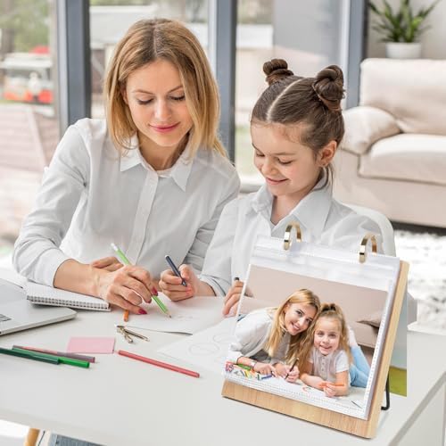 ZEEYUAN 5x7 Landscape Picture Frame for Office Desk 5x7 Flip Photo Album Horizontal Standing on Tabletop Photo Collection, Mother's Day Gift for Mom From Daughter Son - Image 7