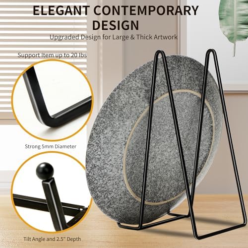Birity 5PACK 10 Inch Square Black Metal Display Stands Plate Holder Display Stands for Picture, Decorative Plate, Book, Photo Easel, Artistic Work,Decorative Plate,Photo and Platter,Tabletop Art - Image 5