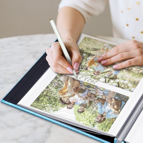 Large Photo Album Self Adhesive, DIY Scrapbook Album for 4x6 8x10 Pictures, 40 Pages Light Blue Linen Cover Memory Book, Ideal Gift for Family Travel Wedding Baby Christmas Anniversary - Image 6