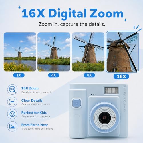 Mason & Friends Kids Print Camera Gift Set, 1080P Video, 16X Digital Zoom, Easy-to-Use Design for Boys and Girls Ages 3-12 - Image 5