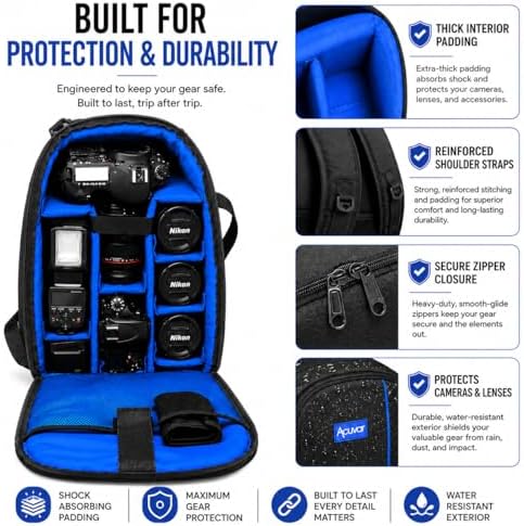 Acuvar Camera Backpack Bag for DSLR & Mirrorless Cameras – Padded Camera Case with Customizable Dividers, Rain Cover, Laptop Storage, Fits Canon Nikon Sony Camera & Lenses - Image 4