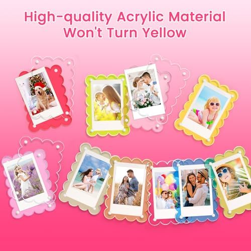 10 Pack Acrylic Fridge Magnetic Frame for Polaroid, 2.36x3.54 In Mini Picture Frames Colorful for Fujifilm Instax Mini, 2 Sided Photo Refrigerator Magnet Picture Display Clear Frame Petal - Image 3