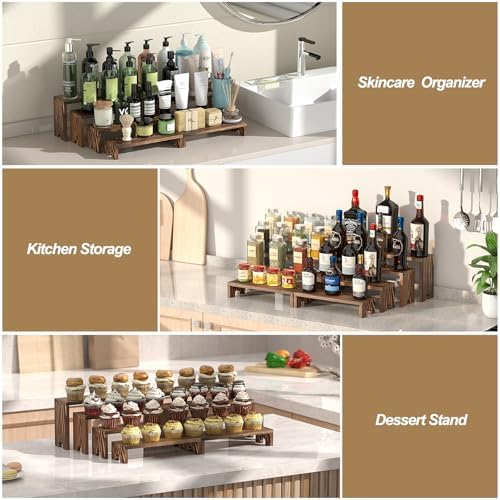 4 Set Wooden Tiered Risers Display Stands for Vendor Events,Stackable Wood Cupcake Display Stand,Farmhouse Decor Wood Dessert Table Display Set,Vendor Booth Display Items,Food Display Risers for Party - Image 6