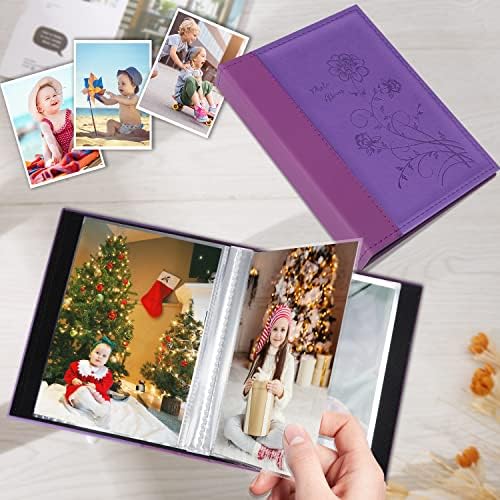 Artmag Small Photo Album 4x6 2 Pack, Each Pack with 26 Clear Pages Holds 52 Vertical Photos for 4x6 Picturs, Artwork or Postcards Storage (Purple),50 Pockets/2PKS - Image 3
