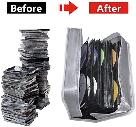 Siveit CD Case DVD Storage Holder, CD/DVD Case Wallet 128 Capacity DVD Cases Organizer CD Binder, Portable CD Wallet for Home Travel (Black binder, Silver) - Image 4