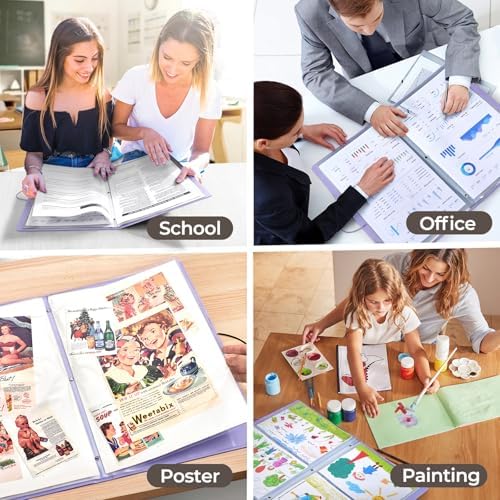JoyCat 11 x 17 Art Portfolio Binder, 40 Pockets Display 80 Pages, Purple - Image 7