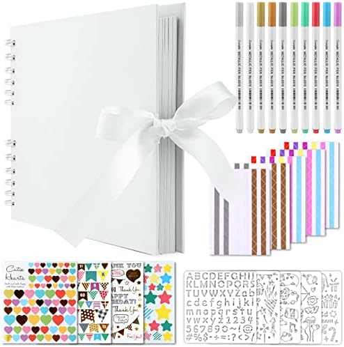 Gotideal 80 Pages Scrapbook Album with 10 Metallic Markers, White by GOTIDEAL