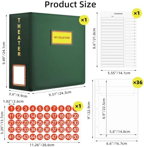 HAUTOCO Show-Bill Binder with 36 Sleeves for 8.5" x 5.5" Broadway Programs - Image 2