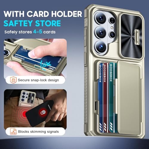 GooseBox for Samsung Galaxy S26 Ultra Case Wallet with RFID [Cards Holder][Camera Cover][Edge Raised] Full Body Shockproof Silicone Protective Phone Case for Galaxy S26 Ultra 2026 (Natural Titanium) - Image 3