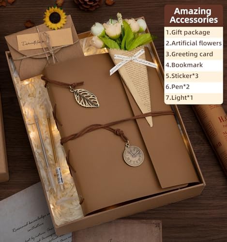 Scrapbook Photo Album 100 Pages, 60 Page Self Adhesive+40 Page Kraft Paper DIY Photo Book for 2x3 3x5 4x6 5x7 Pictures, Leather Memory Book for Wedding Baby Family Travel Birthday Christmas - Image 2