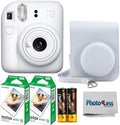 Fujifilm Instax Mini 12 Instant Film Camera Clay White, Fujifilm Instax Mini Twin Pack Instant Film 20 Prints, Prtotective Case, Gift Bundle by FUJIFILM