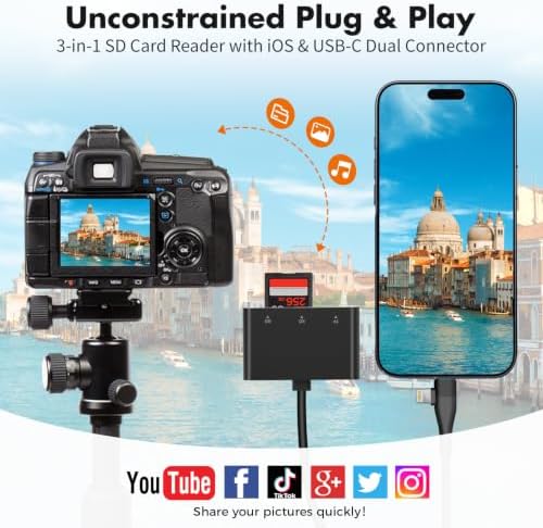 XD Card Reader, 3 in 1 SD/TF/XD Card Adapter, USB-C & Lightning - Image 6