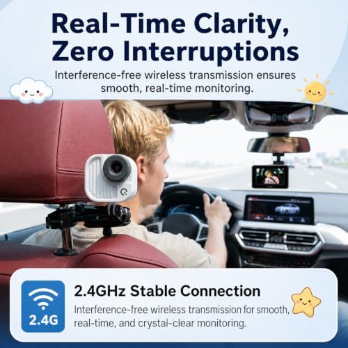 Ognee Baby Car Camera, Wirless 2K Crystial Clear Color Night Vision - Image 6