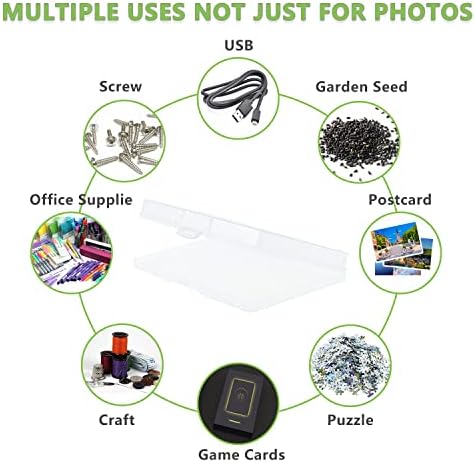Photo Storage Box 5" x 7", 18 Inner Extra Large Photo Organizer Container, Plastic Craft Storage Box with Handle for Cards, Sticker, Seed, Scrapbooking, Craft, Classroom Supplies - Image 3