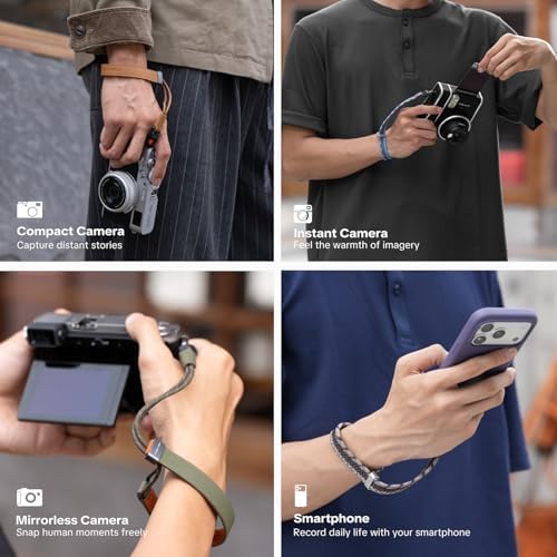 PGYTECH Camera Wrist Strap Slim Leather Vintage Style, Quick Release - Image 4