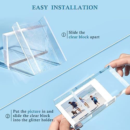 Instax Mini Picture Frames, 2x3 Small Photo Frame for Polaroid & Fujifilm Instax Mini Film, Cute Polaroid Picture Display Holder, Acrylic Little Photo Frames for Desktop Decor, Silver Glitter (3 Pack) - Image 6