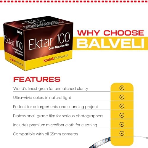 Kodak Ektar 100 35mm Film 2-Pack – ISO 100, 36 Exposure Color Film for 35mm Film Camera – Includes Balveli Premium Microfiber Cloth - Image 3