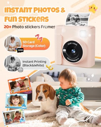 TIATUA Kids Instant Print Camera, 1080P HD Video Digital Toy, Brown - Image 3