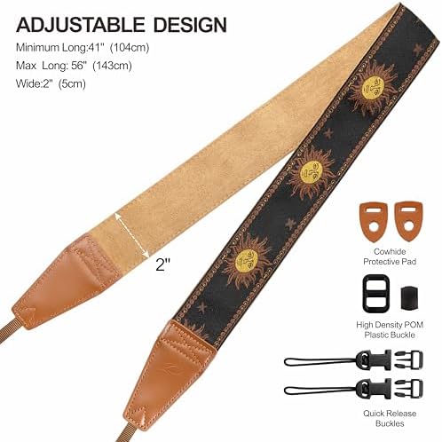 Padwa Lifestyle Sun God Camera Strap - 2" Full Grain Leather Ends, Vintage Sun Face Camera Straps for Photographers, Soft Chamois Velvet Padded Strap Quick Release fits All Cameras - Image 6