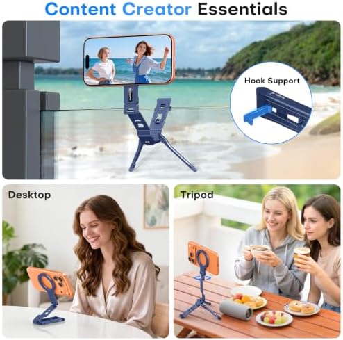 OMOTON TP03 [Ultra-Slim] 360° Rotating for MagSafe Tripod with Hook, Blue - Image 3