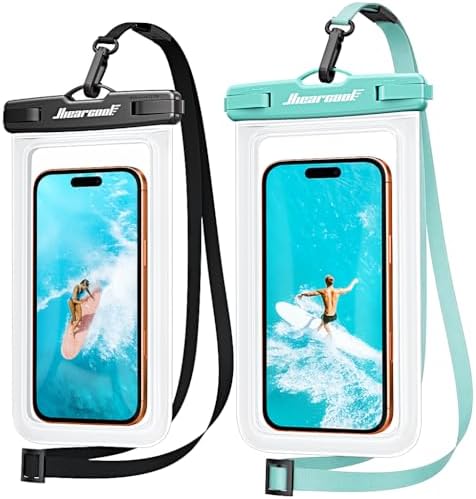 Hiearcool Waterproof Phone Pouch, Waterproof Phone Case, Clear&Mint 2-Pack by Hiearcool