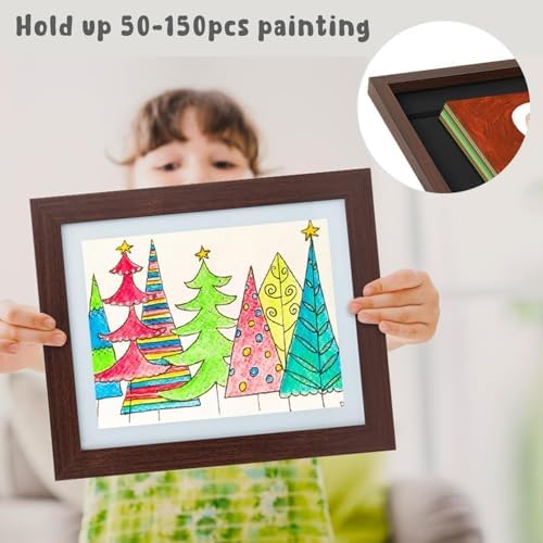 2 Pack 10x12.5 Front-Opening Kids Artwork Frames Changeable (Walnut) - Image 5