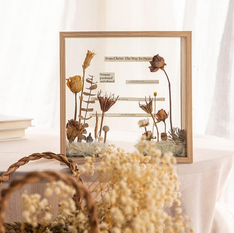 JOSON 2 packsWooden Dried Flower Photo Frame Dried Flower Display Stand Decorative Floating Photo Frame (Wood color 4x6) - Image 4
