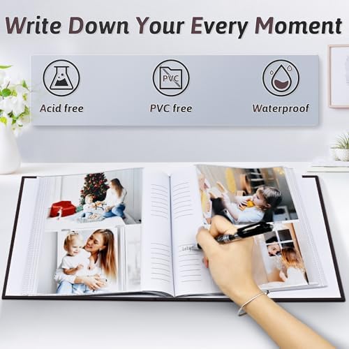 Popotop Photo Album 4x6 200 Photos with Writing Space, Leather Cover Album with Display Picture Window, Photo Book for Wedding Family Baby Gift - Image 3