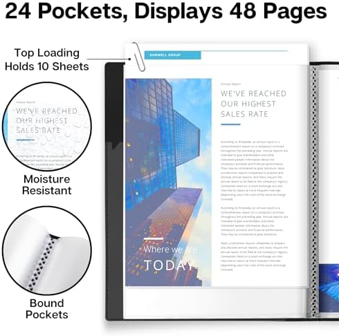 Dunwell 9x12 Presentation Binder, 24 Pockets, Displays 48 Pages, Aqua - Image 4