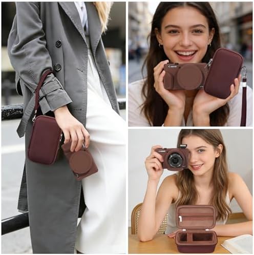 BOVKE Hard Case + Silicone Cover for Canon Powershot G7 X Mark III, Brown - Image 7