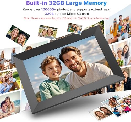 Uhale Digital Picture Frame 32GB Storage 10.1 Inch WiFi Electronic Photo Frames SD Card Slot IPS Touch Screen HD Display Auto Rotate Slideshow Share Videos Photos Instantly Send Wishes Remotely - Image 3