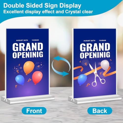 Acrylic Sign Holder 5 x 7, 16 Pack Clear Table Menu Vertical Display Stand Desktop Display Double Sided Stand Paper Holder Table Sign Suitable for Restaurants Office Party Show Fair - Image 7