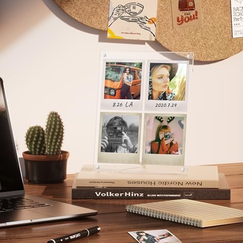 WINKINE Polaroid Frame for i-Type/600/SX-70/Films, Photo Collage Frame, Polaroid Frame for Instant Photos, Tabletop Floating DIY Pressed Flower Art Display (Clear) - Image 4
