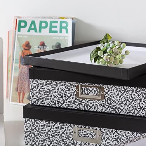 SLPR - Black and White Nesting Storage Boxes with Lids, Set of 3 - Image 6
